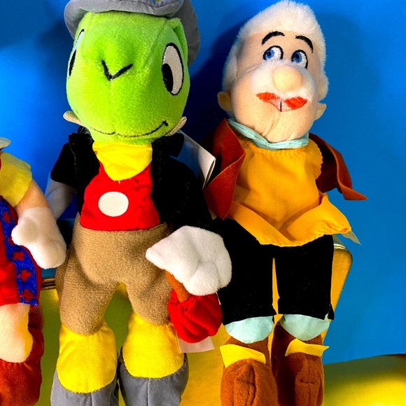 DISNEY EXCLUSIVE NWT VTG 90s PINOCCHIO GEPPETTO JIMINY CRICKET BEAN BAG PLUSH - Picture 6 of 15
